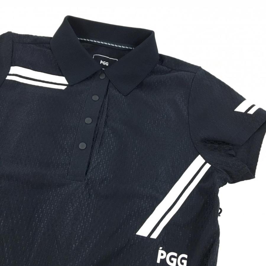 【超美品】PGGパーリーゲイツ 半袖ポロワンピース 黒×白 織生地 ドローコード レディース 0(S) ゴルフウェア 2024年モデル PEARLY GATES_2