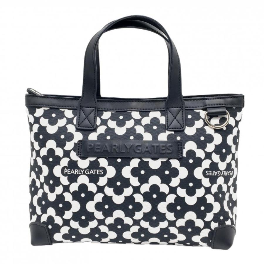 未使用　パーリーゲイツ　カートバッグ フラワー柄　ゴルフ 定価28600円 PEARLY GATES 【美品】パーリーゲイツ カートバッグ 黒×白 花柄ゴルフ