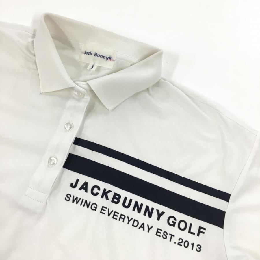 Jack Bunny!!（ジャックバニー） 半袖ポロシャツ 白×ネイビー 後裾