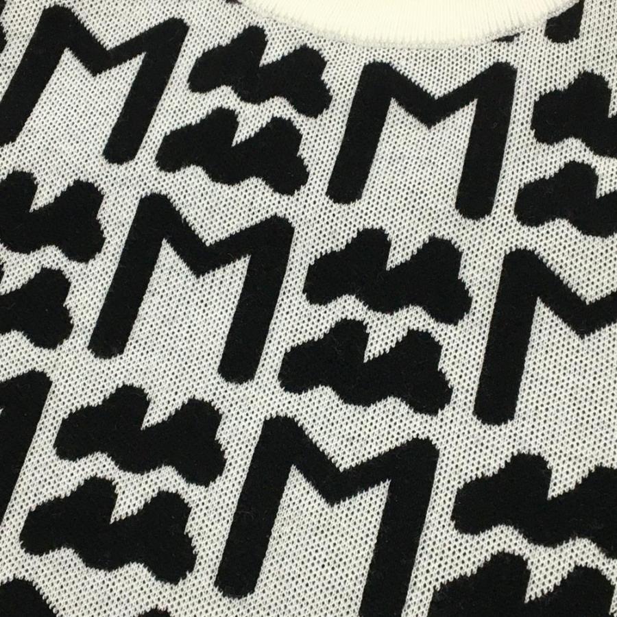 【超美品】ムータマリン ニットワンピース 白×黒 ロゴ総柄 ウール混 レディース 1(S) ゴルフウェア muta_2