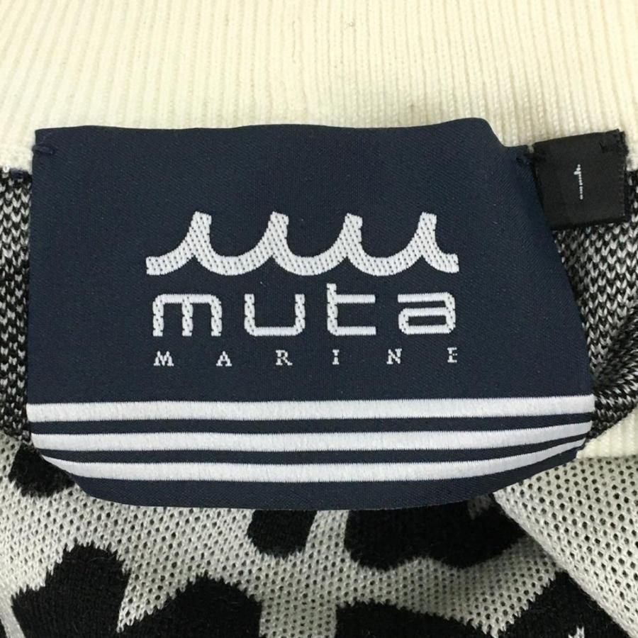 【超美品】ムータマリン ニットワンピース 白×黒 ロゴ総柄 ウール混 レディース 1(S) ゴルフウェア muta_3