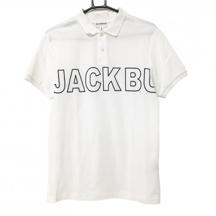 Jack Bunny!!（ジャックバニー） 半袖ポロシャツ 白×ネイビー ロゴ
