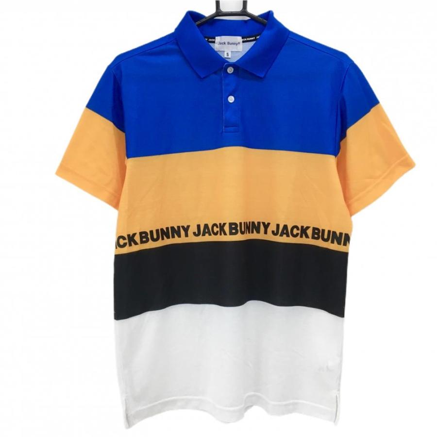 Jack Bunny!!（ジャックバニー） 半袖ポロシャツ ブルー×オレンジ