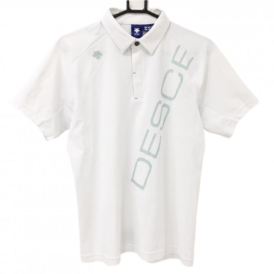 DESCENTE GOLF 【美品】デサントゴルフ 半袖ポロシャツ 白 ロゴライト