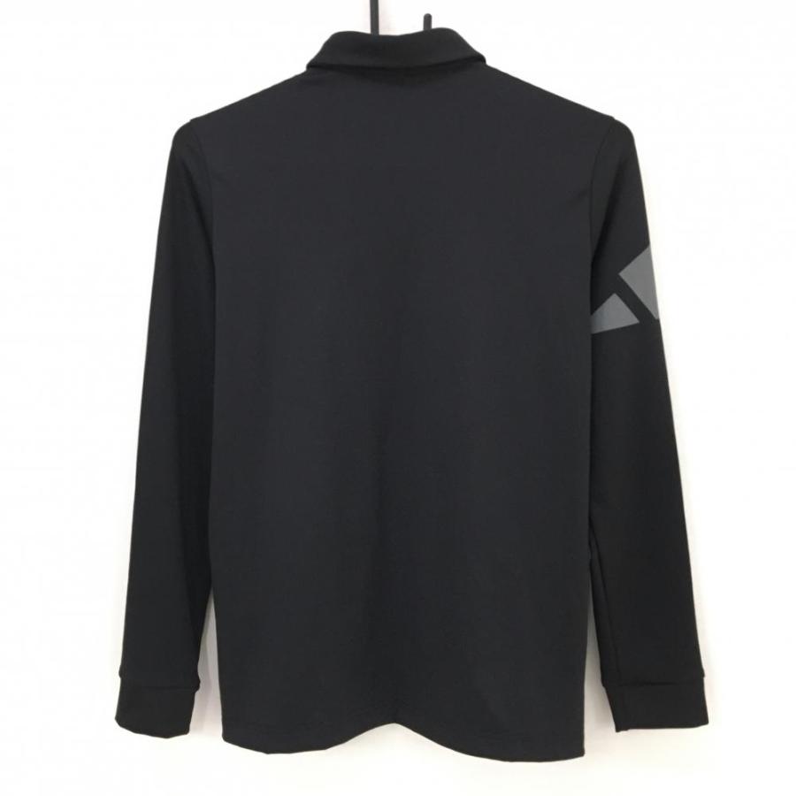 【美品】adidas ブラック 長袖ポロシャツ アディダス 黒 adidas（アディダス） 【超美品】アディダス 長袖ポロシャツ 黒×グレー