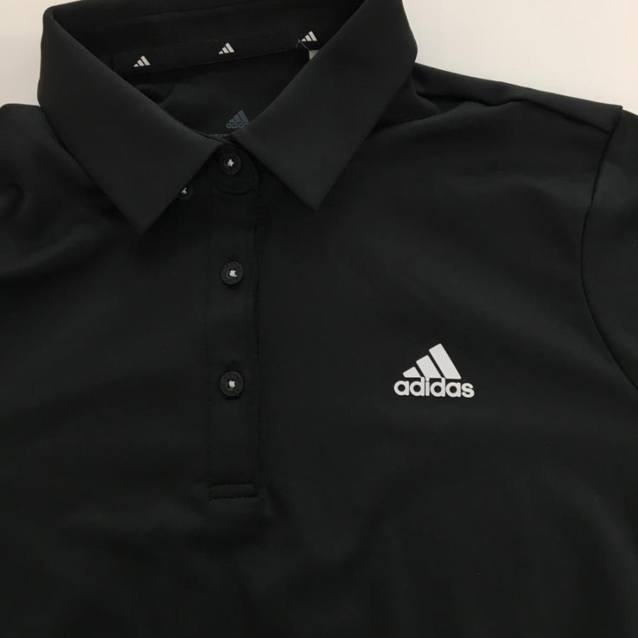 『adidas』 アディダス　ポロシャツ　長袖　刺繍ロゴ　ハーフボタン　黒　L adidas（アディダス） ポロシャツ ベロア長袖ポロシャツ / アディダス