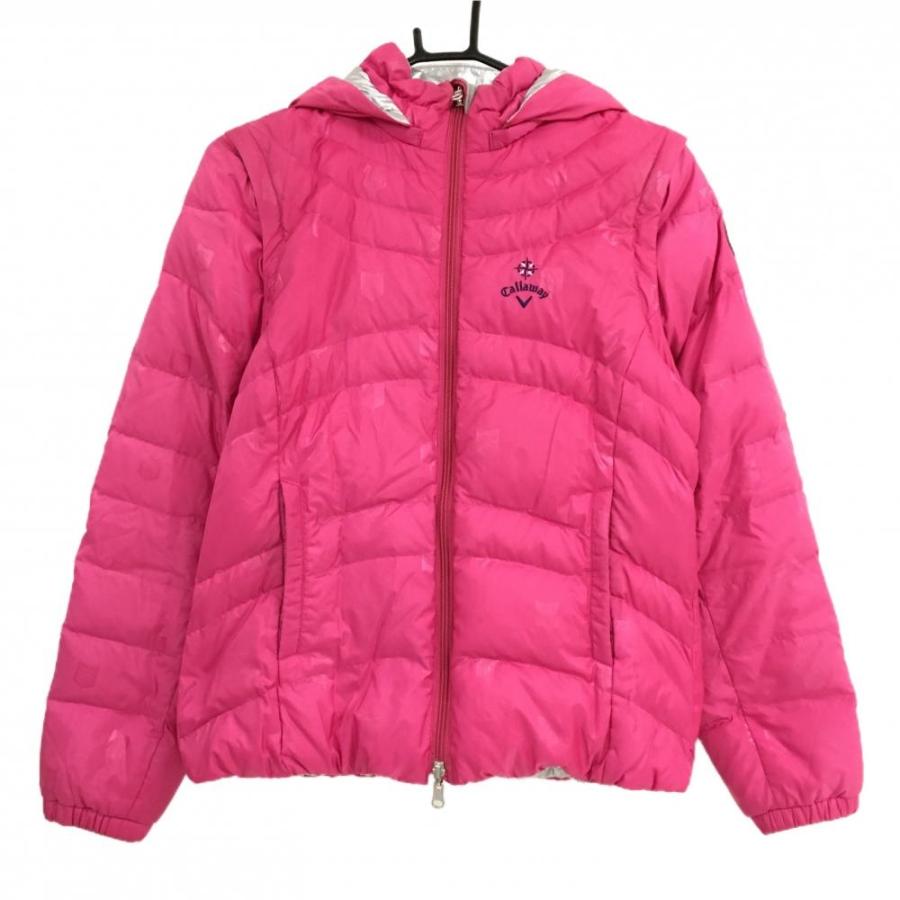 美品❗️キャロウェイ　S ダウンジャケット　リバーシブル　フード着脱　袖着脱 Callaway（キャロウェイ） リバーシブルダウンジャケット ピンク 総柄