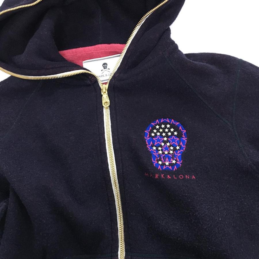 MARK&LONA マークアンドロナ ハーフジップ スウェットパーカー ネイビー MARK&LONA（マークアンドロナ） ニットジップパーカー ネイビー系×白