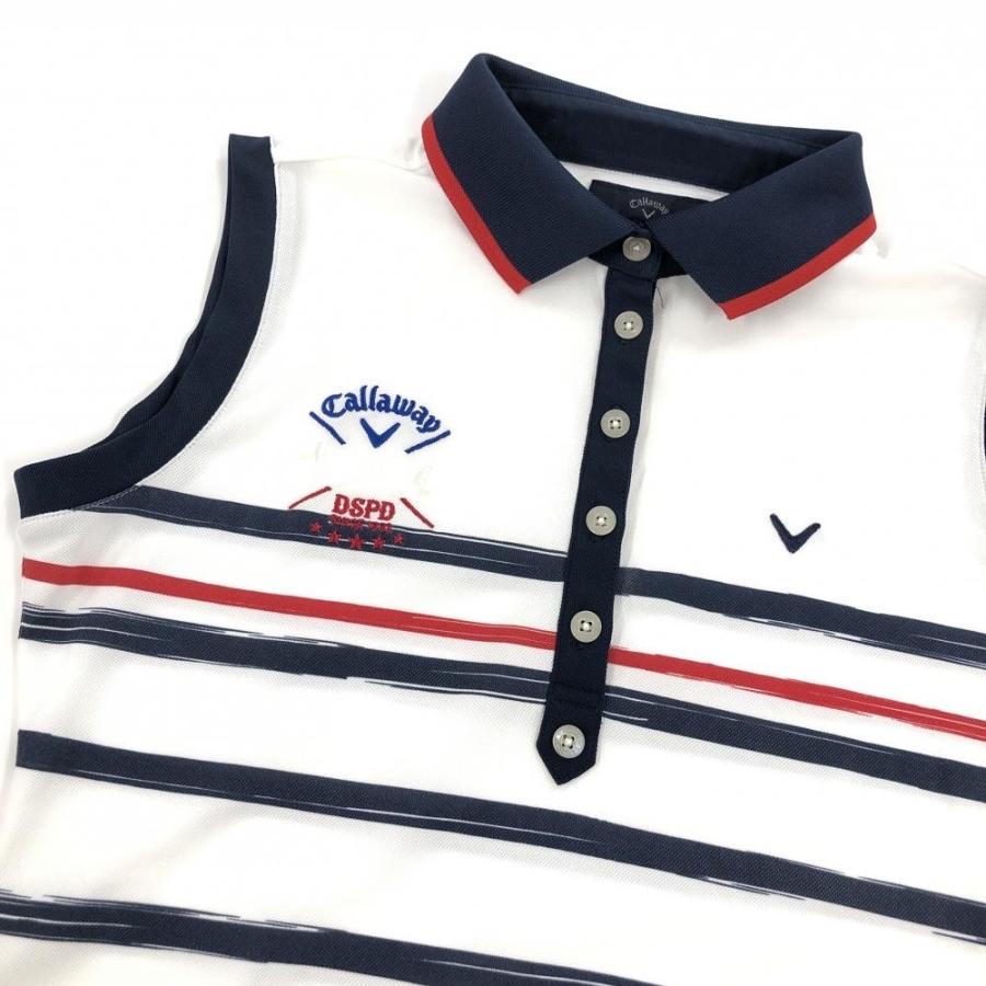Callaway（キャロウェイ） ノースリーブポロワンピース 白×ネイビー