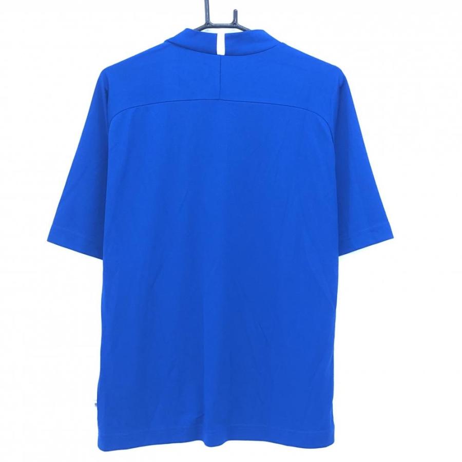 【新品】ニューバランスゴルフ 半袖ハイネックシャツ ブルー×白 ロゴプリント UPF40+ メンズ 4(M) ゴルフウェア 2025年モデル New Balance_1