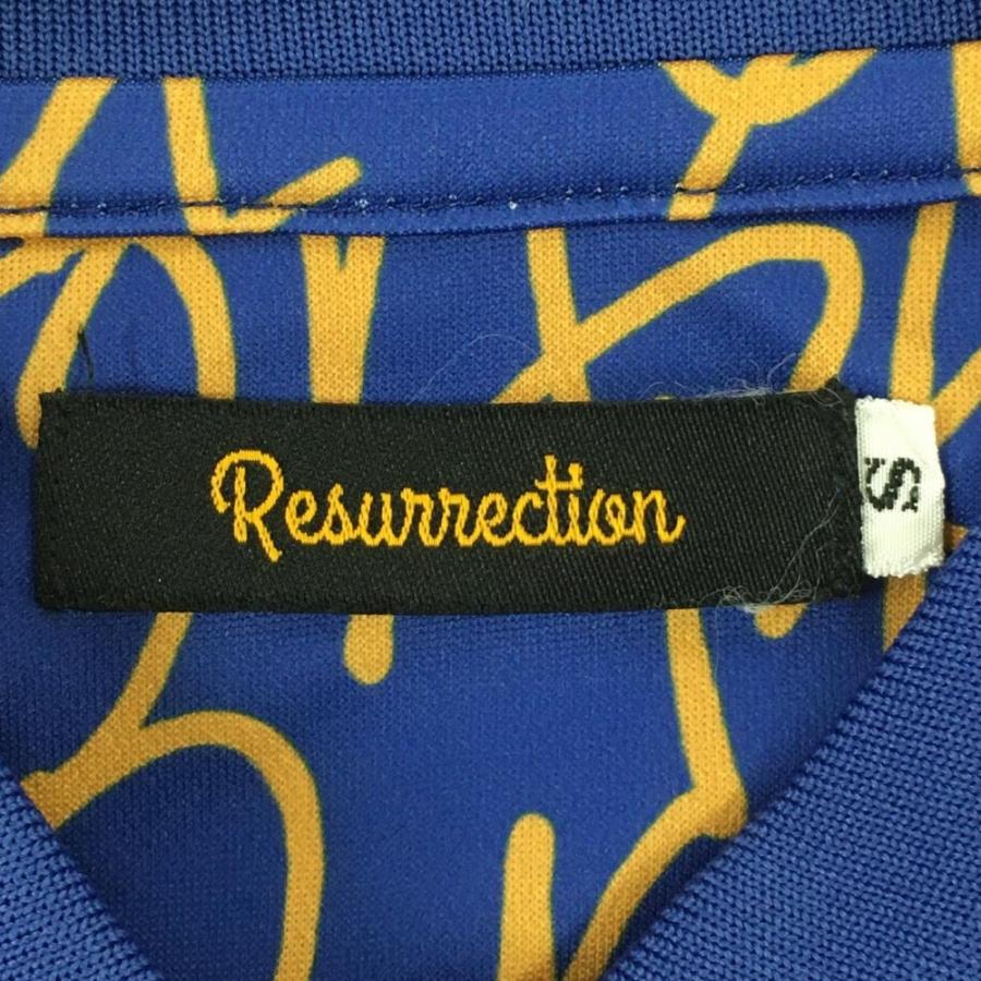 未使用！Resurrection ポロシャツ　総柄　ゴルフ Resurrection 【超美品】レザレクション 半袖ポロシャツ ブルー×ライト