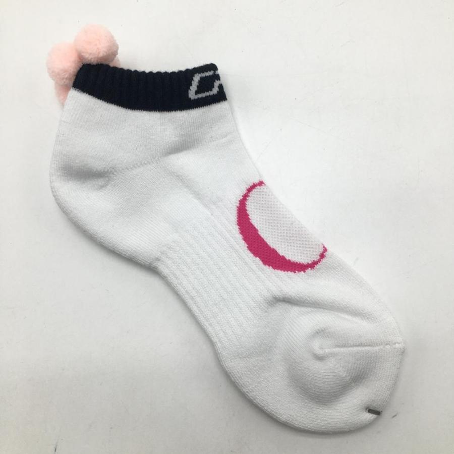 CPG GOLF 【未使用品】CPG アンクルソックス 白×ピンク ボンボン付き