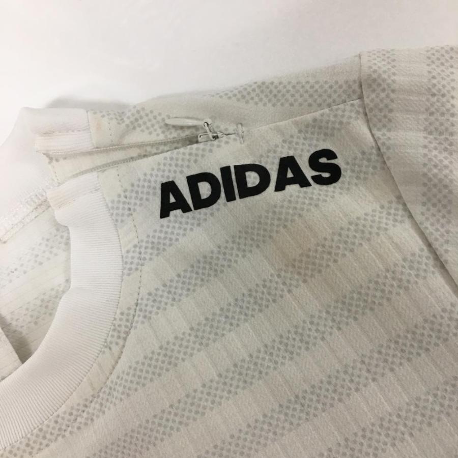 adidas（アディダス） ブルゾン 白×グレー ボーダー ロゴプリント 肩