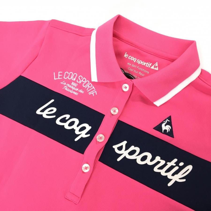 ゴルフ　レディース　ポロシャツ ネイビー/ピンク le coq sportif（ルコックスポルティフ） ルコック 半袖ポロシャツ