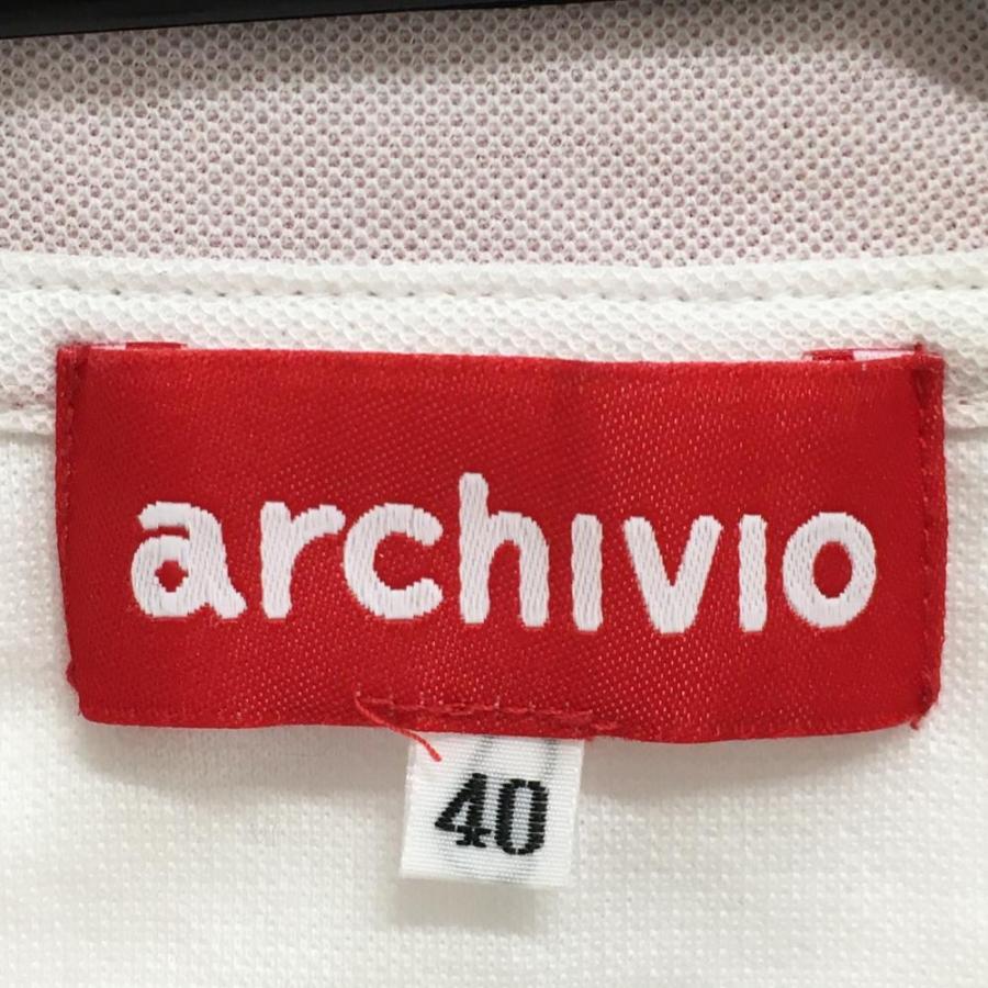 archivio（アルチビオ） ノースリーブポロシャツ 白×レッド系 フリル