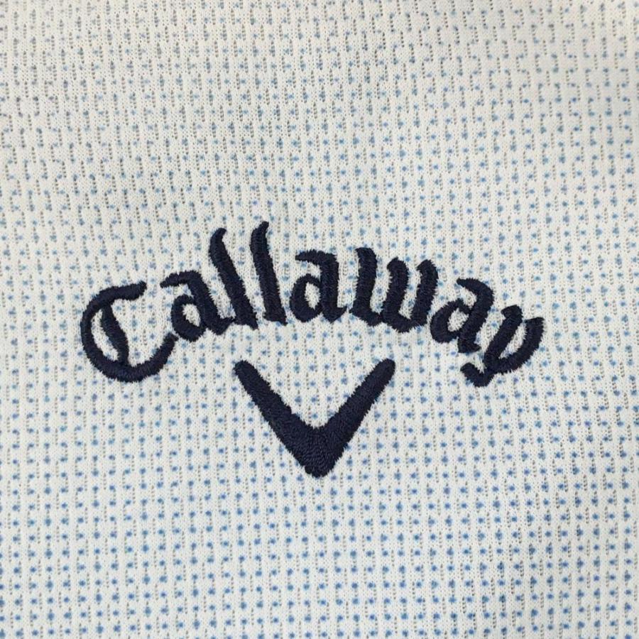 Callaway（キャロウェイ） 半袖ポロシャツ 白×ブルー 総柄 南国 ヤシの