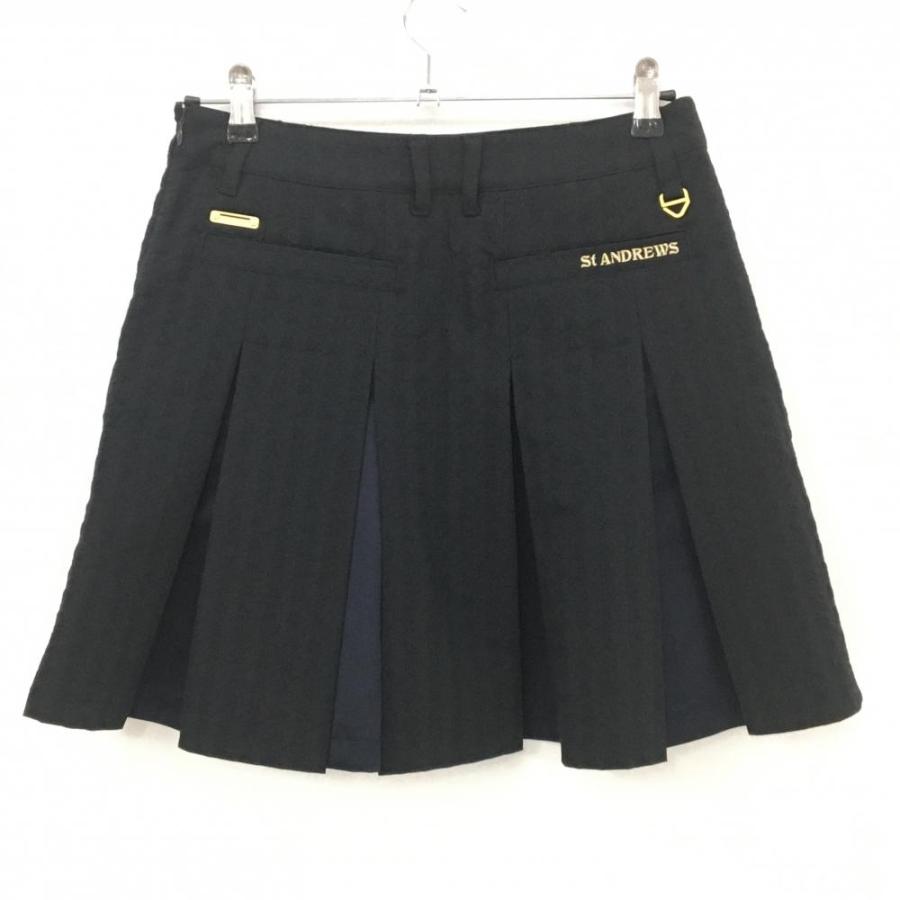 セントアンドリュース(St ANDREWS)プリーツスカート 黒　S ゴルフ St ANDREWS 【新品】セントアンドリュース スカート 黒×ネイビー