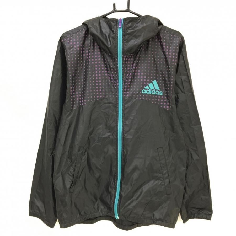 adidas（アディダス） 【美品】アディダス ジップパーカー 黒×パープル 