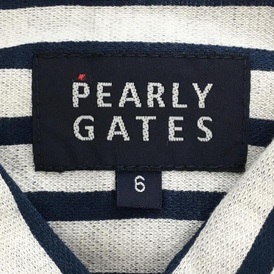 PEARLY GATES（パーリーゲイツ） 長袖ポロシャツ 白×ネイビー