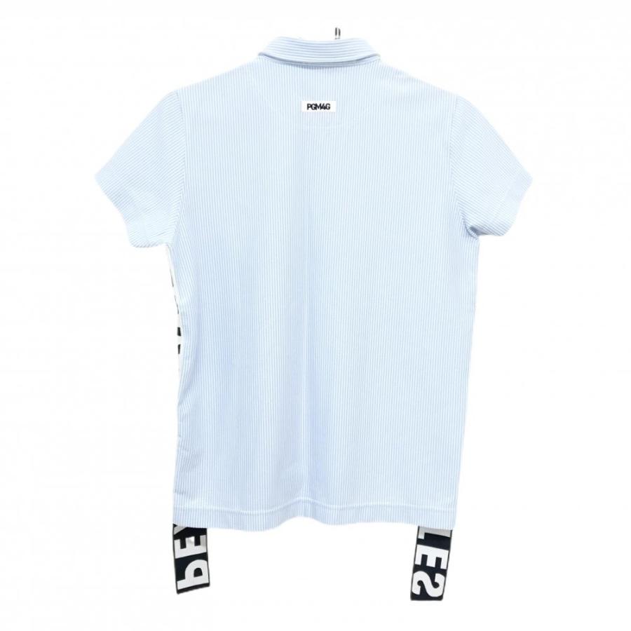 【超美品】パーリーゲイツ 半袖ポロシャツ ライトブルー×白 ストライプ織生地 レディース 1(M) ゴルフウェア PEARLY GATES PEARLY GATES（パーリーゲイツ） 【超美品】パーリーゲイツ 半袖