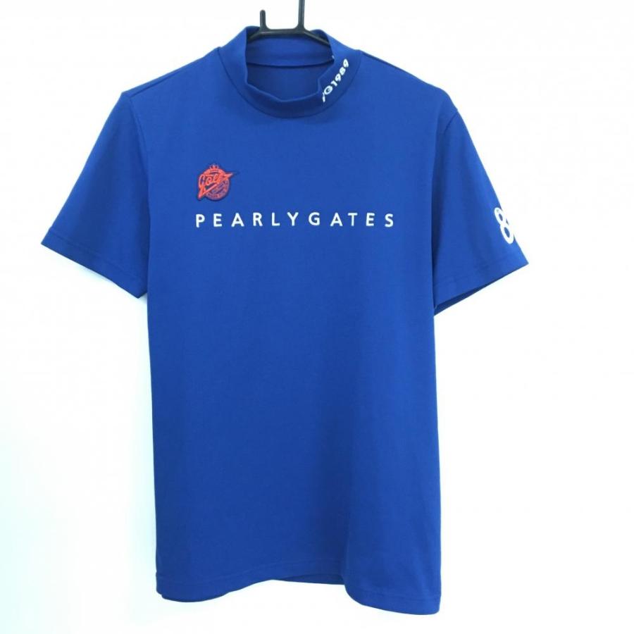 パーリーゲイツ ストライプ柄 ハイネックシャツ　メンズ PEARLY GATES - パーリーゲイツ 長袖ハイネックシャツ ネイビー×白