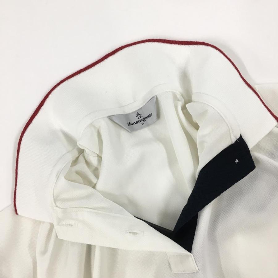 Munsingwear（マンシングウェア） 半袖ポロシャツ 白×レッド 襟袖口