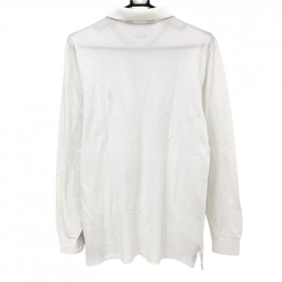 POLO GOLF ポロゴルフ 長袖ポロシャツ 白 ロゴグリーン メンズ S