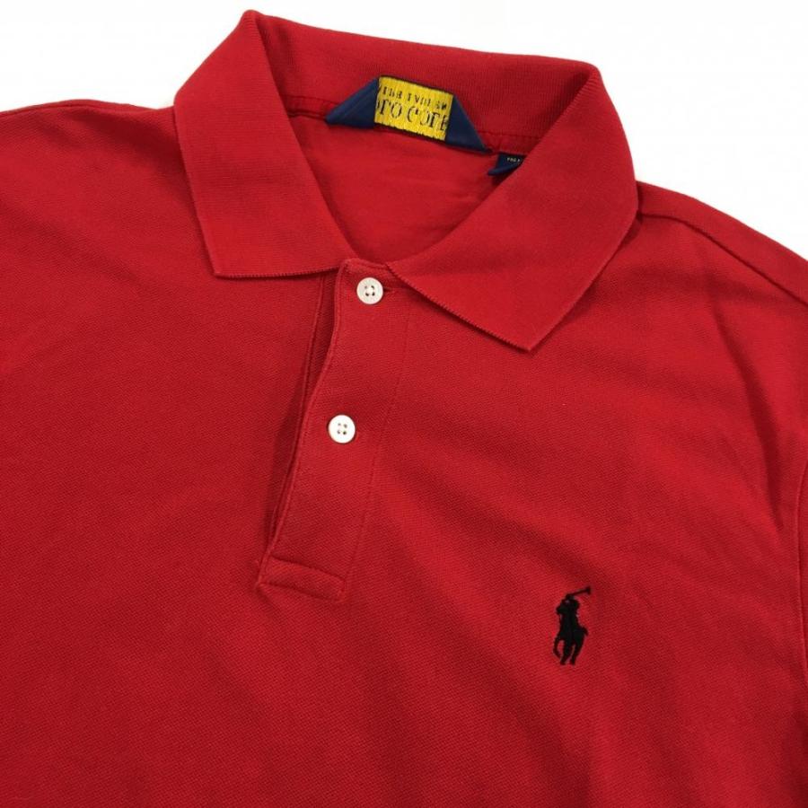 POLO GOLF ポロゴルフ 半袖ポロシャツ レッド ロゴ黒 メンズ S ゴルフ