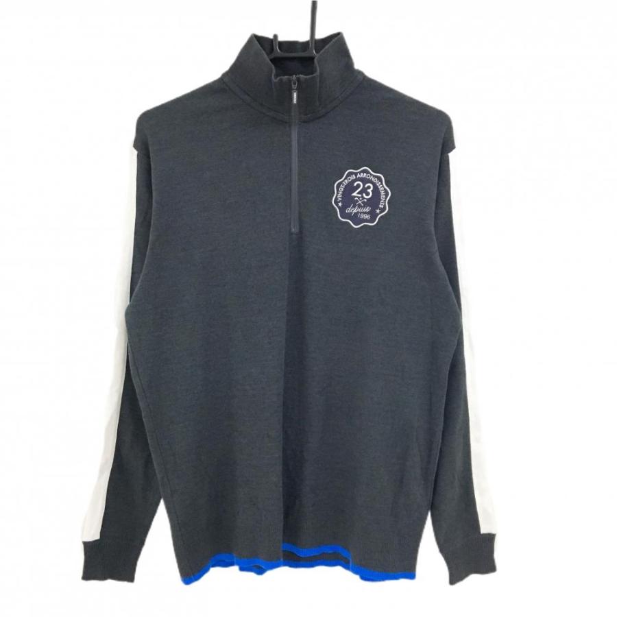 23区ゴルフウェアハイネック 23区GOLF 23区ゴルフ 長袖ハイネックシャツ グレー×白 ハーフジップ 袖