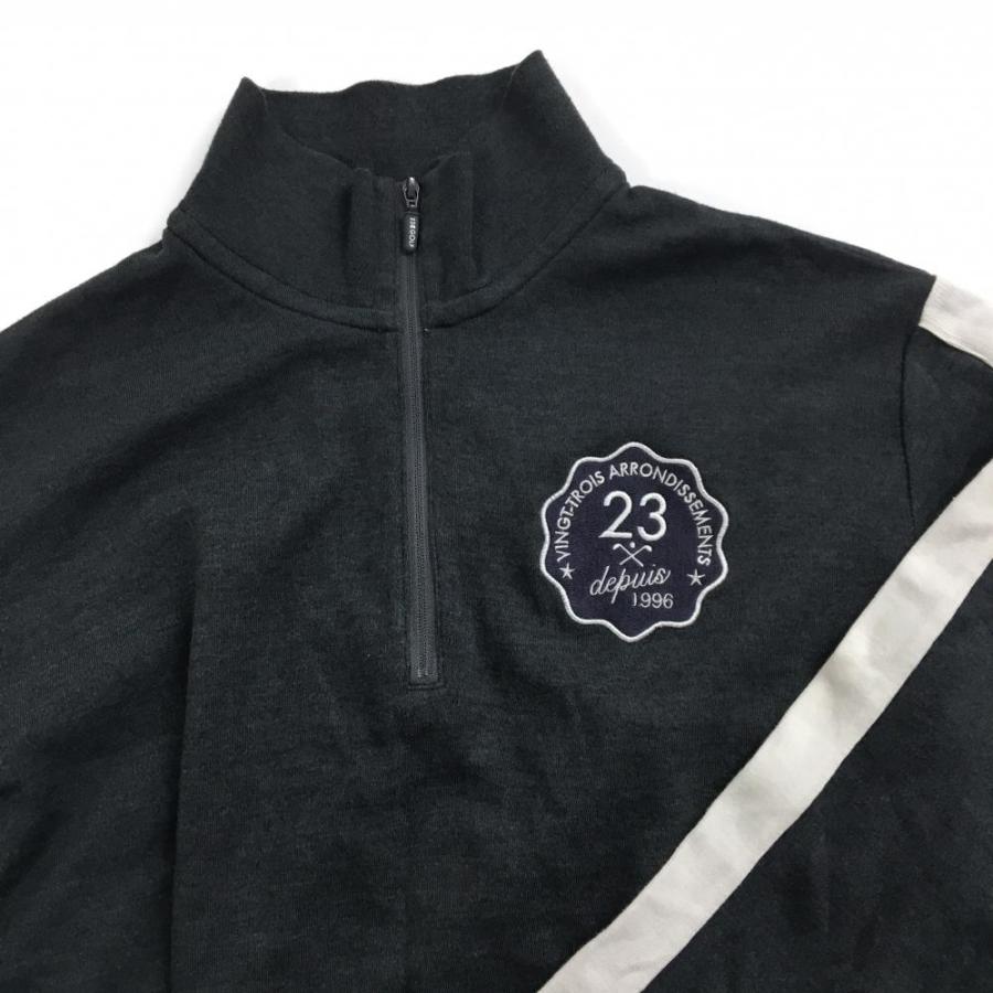 23区GOLF 23区ゴルフ 長袖ハイネックシャツ グレー×白 ハーフジップ 袖