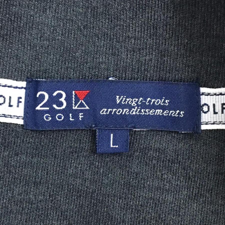 23区GOLF 23区ゴルフ 長袖ハイネックシャツ グレー×白 ハーフジップ 袖