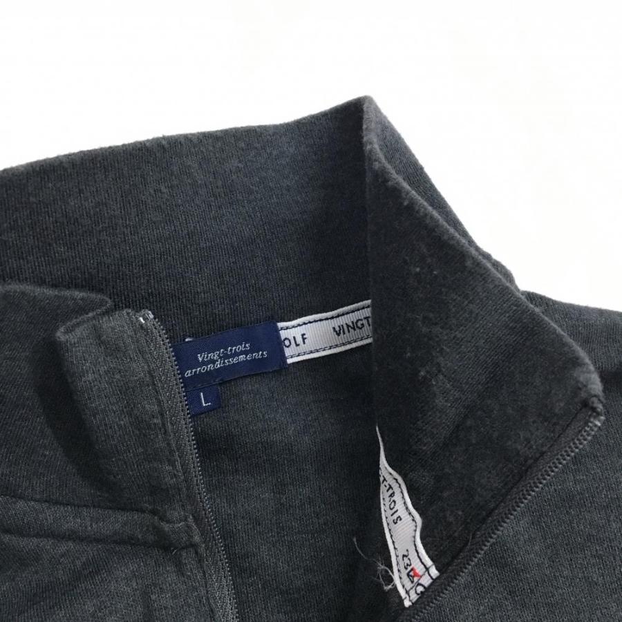 23区GOLF 23区ゴルフ 長袖ハイネックシャツ グレー×白 ハーフジップ 袖