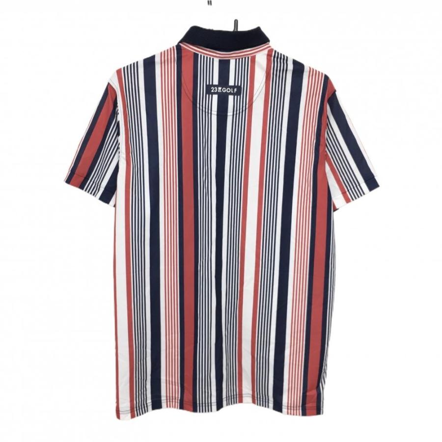 23区GOLF 【超美品】23区ゴルフ 半袖ポロシャツ 白×ネイビー×レッド