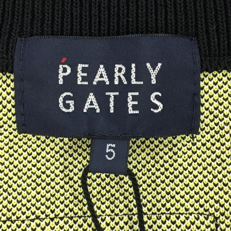 PEARLY GATES - 【新品】パーリーゲイツ プルオーバー 黒×白×黄色 土手っ腹・袖ロゴタイプ 綿織物混  メンズ 5(L) ゴルフ御召しもの 2025年ひな型