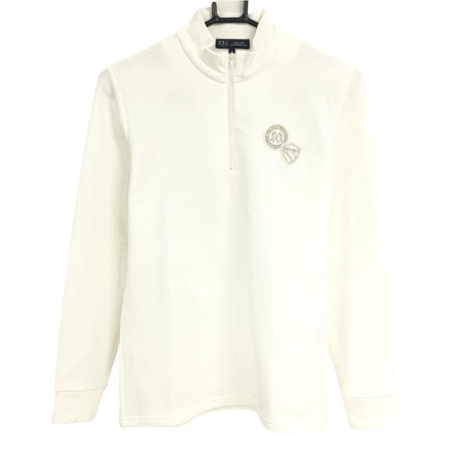23区GOLF 【美品】23区ゴルフ 長袖ハイネックシャツ 白 ハーフジップ
