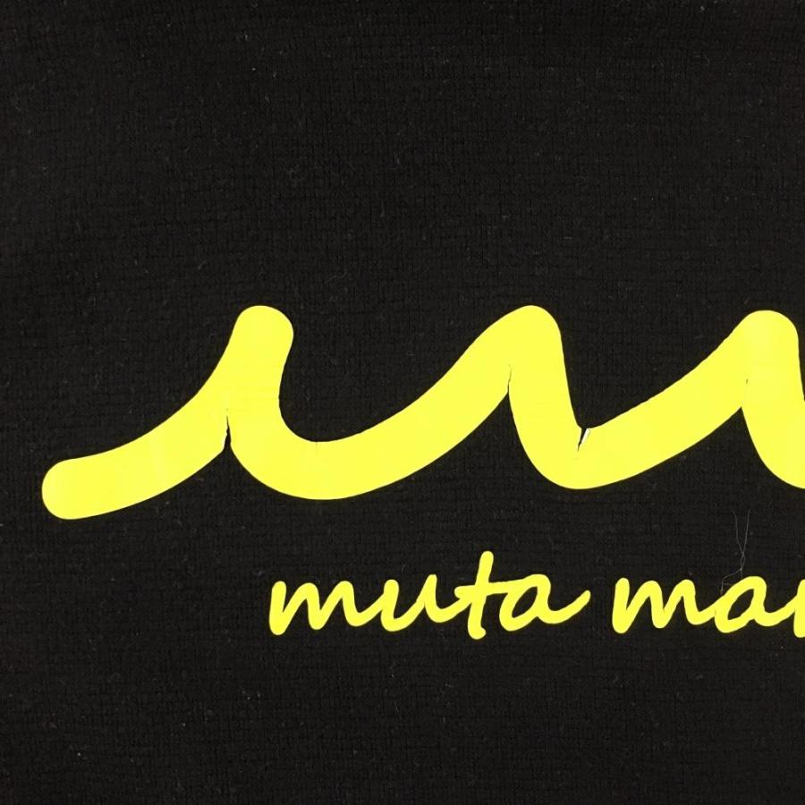 muta MARINE（ムータマリン） パーカー 黒×蛍光イエロー ロゴプリント