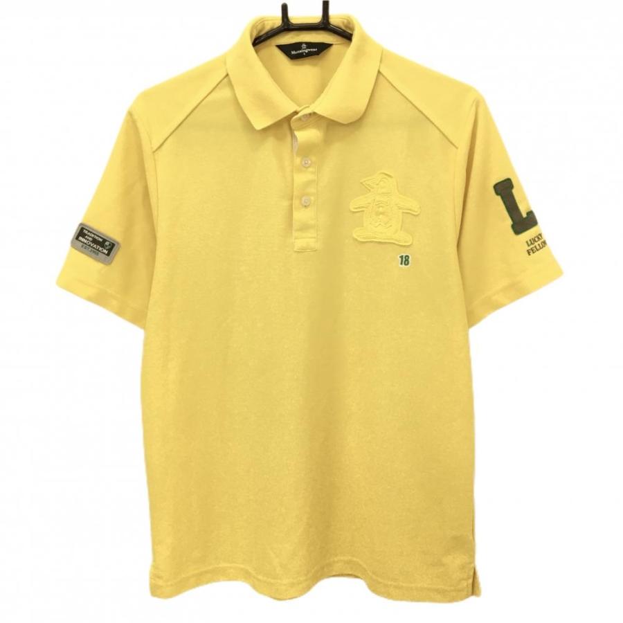 美品✨マンシングウェア 半袖 ワンピースレディース L ゴルフウェア イエロー Munsingwear（マンシングウェア） 半袖ポロシャツ イエロー ロゴ