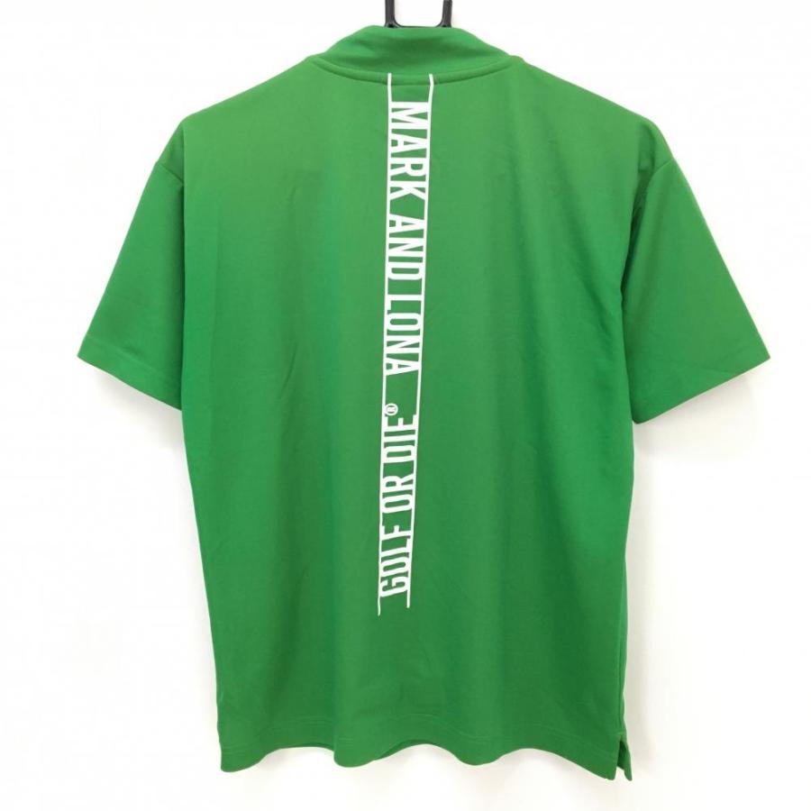 【美品】マークアンドロナ 半袖ハイネックシャツ グリーン ストレッチ スカル  メンズ 44(S) ゴルフウェア MARK＆LONA MARK&LONA（マークアンドロナ） 【美品】マークアンドロナ 半袖