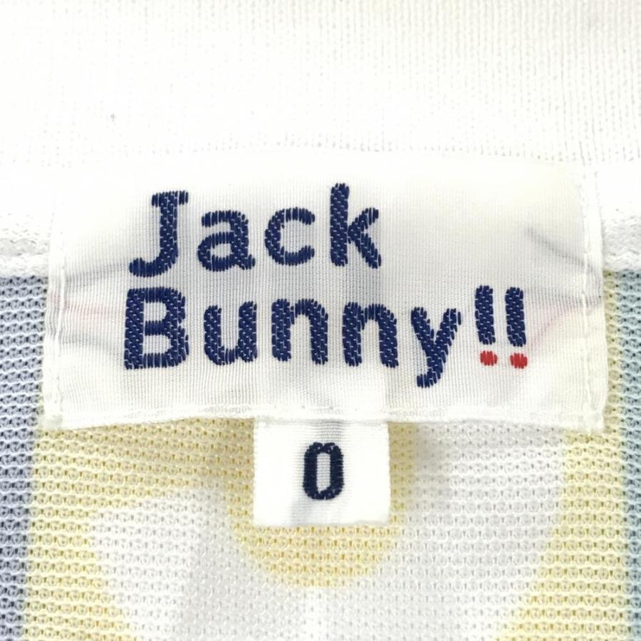 Jack Bunny!!（ジャックバニー） 半袖ポロシャツ 白×グリーン 英字総柄