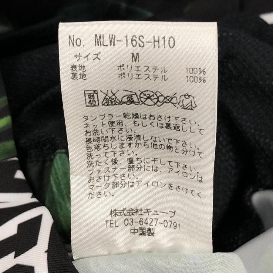 【美品】マークアンドロナ オールインワン 黒×グリーン リーフ柄 背面メッシュ生地 スナップボタン レディース M ゴルフウェア MARK＆LONA_4