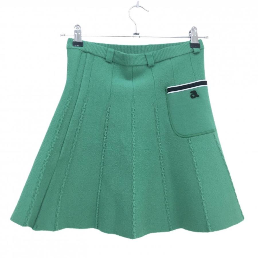 ☆新品　アルチビオニットスカート（36） archivio（アルチビオ） ニットスカート グリーン ケーブル編みライン
