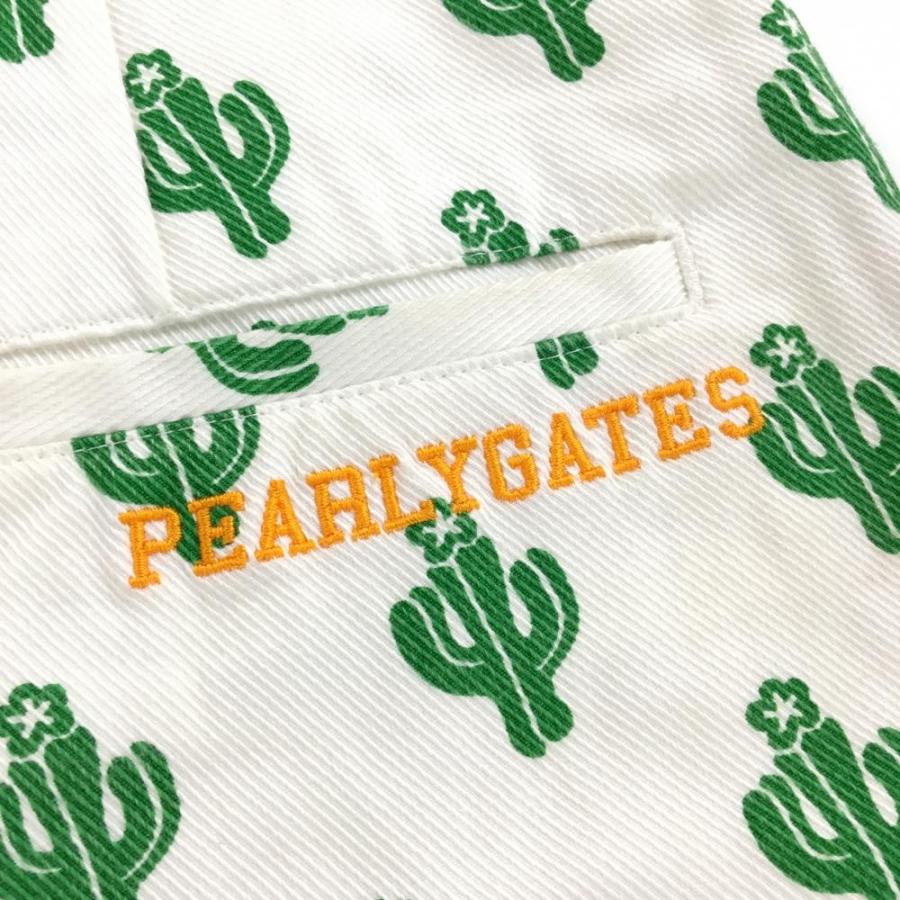 PEALYGATES/パーリーゲイツ サボテン柄ショートパンツ　Mサイズ 白総柄 PEARLY GATES（パーリーゲイツ） ハーフパンツ 白×グリーン サボテン総