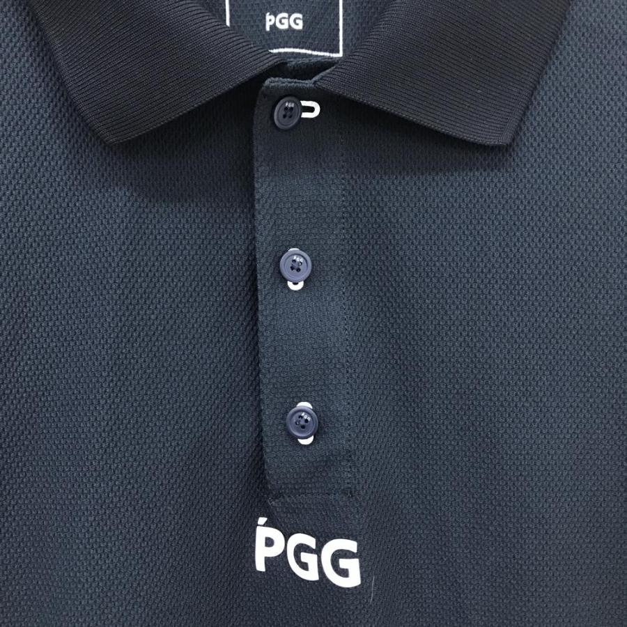PGG 【超美品】PGGパーリーゲイツ 半袖ポロシャツ 黒×白 後裾