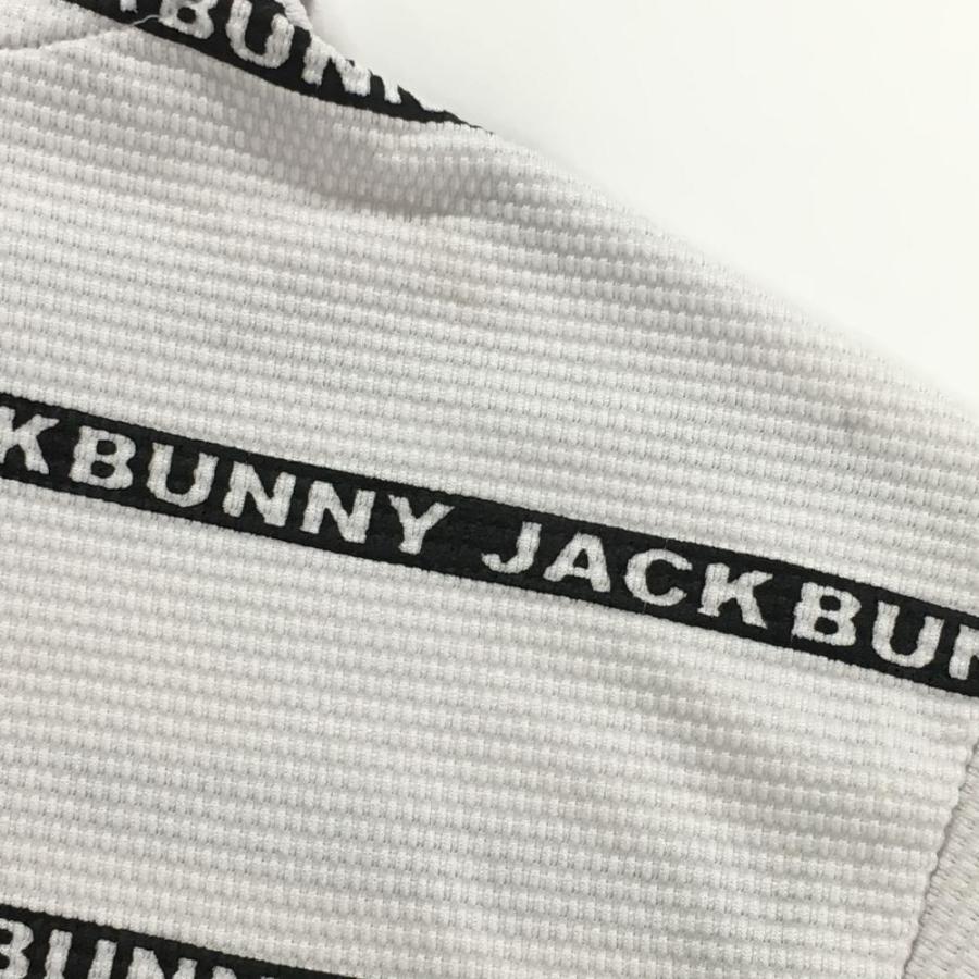 Jack Bunny!!（ジャックバニー） 半袖ポロシャツ 白×黒 ロゴボーダー