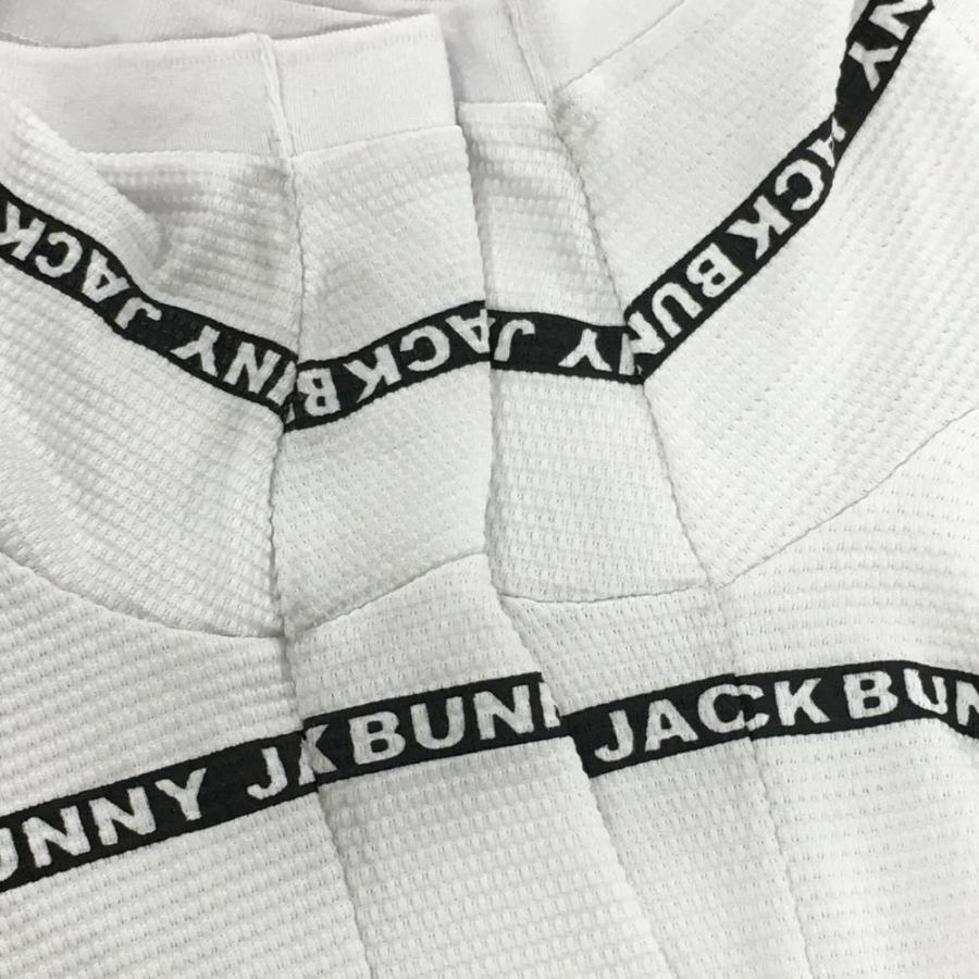 Jack Bunny!!（ジャックバニー） 半袖ポロシャツ 白×黒 ロゴボーダー