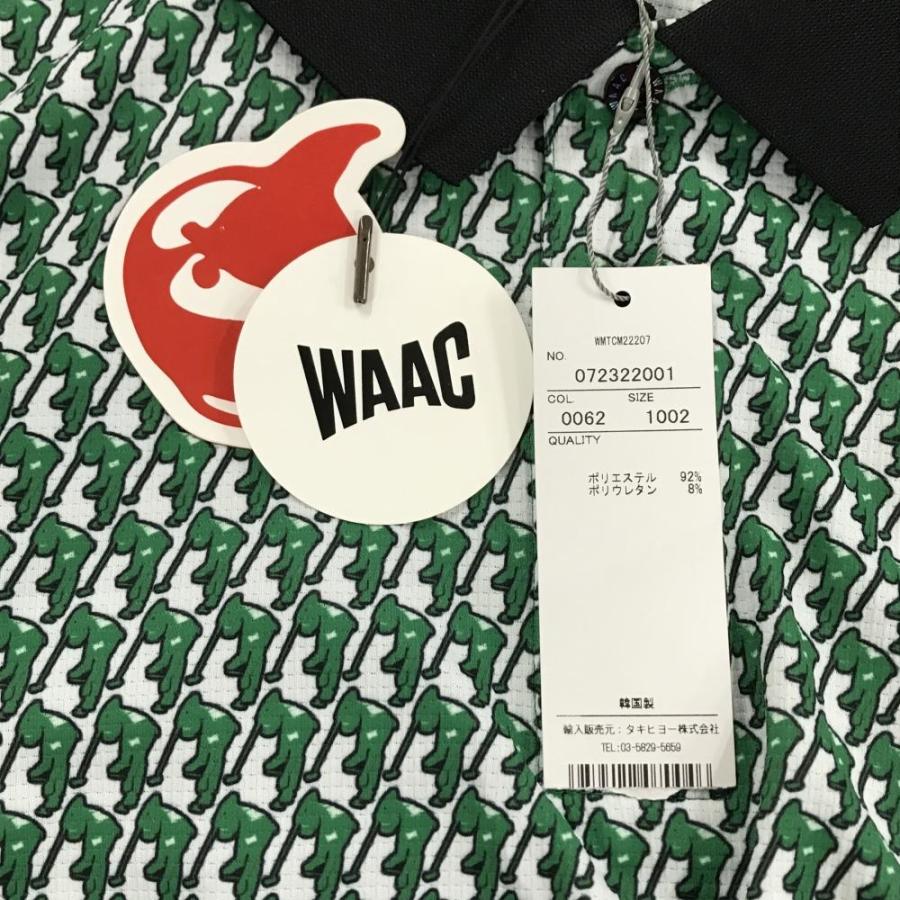 WAAC 【新品】ワック 半袖ポロシャツ グリーン×白 総柄 ゴルファー