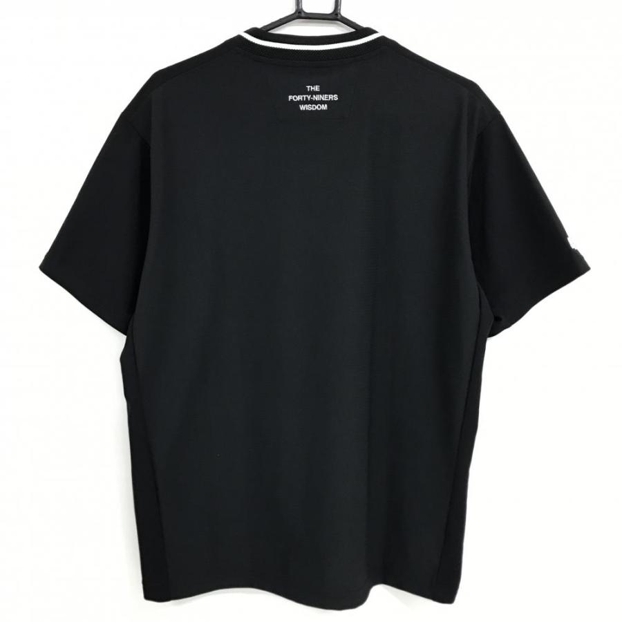 TFW49 【美品】TFW49 半袖ポロシャツ 黒 スタンドカラー ロゴ白 メンズ