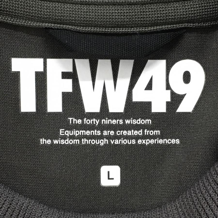 TFW49 半袖ハイネックシャツ 杢ブラウンカーキ バックロゴ　L TFW49 【超美品】TFW49 半袖ハイネックシャツ 杢ブラウンカーキ バック