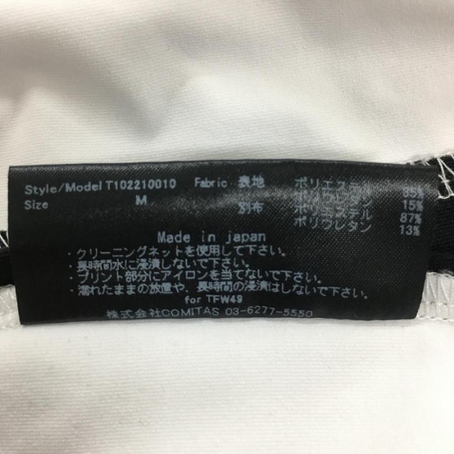 TFW49 半袖ポロシャツ 白 ロゴ黒 襟ニット メンズ M ゴルフウェア
