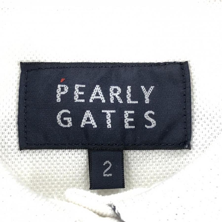 PEARLY GATES（パーリーゲイツ） 半袖ポロシャツ 白 ロゴネイビー ニコ